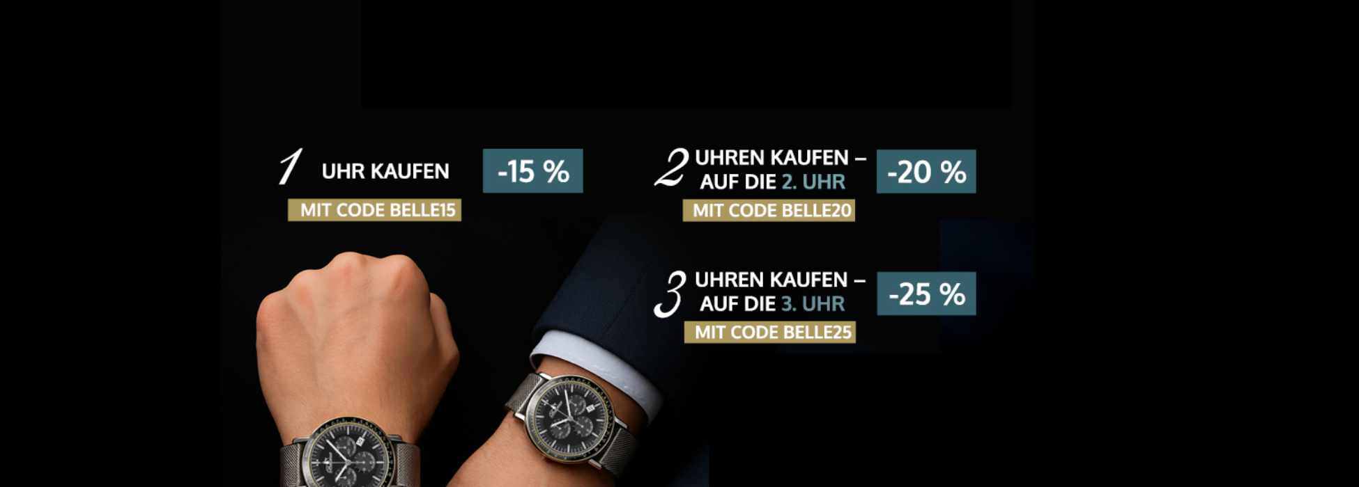 Frau in schicker Kleidung neben einer luxuriösen rosegoldenen Uhr vor einer Betonwand.