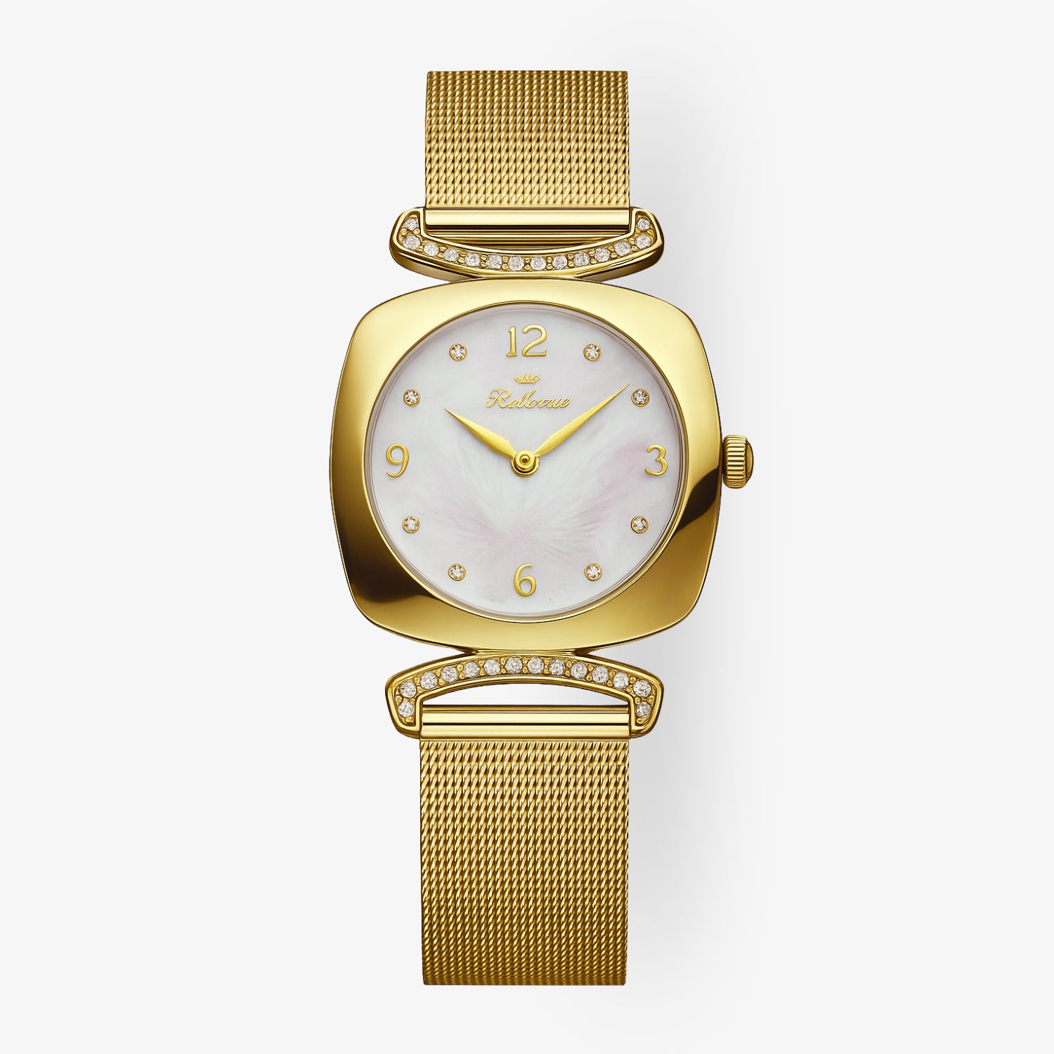 F.201 – montre femme dorée avec garniture en cristal