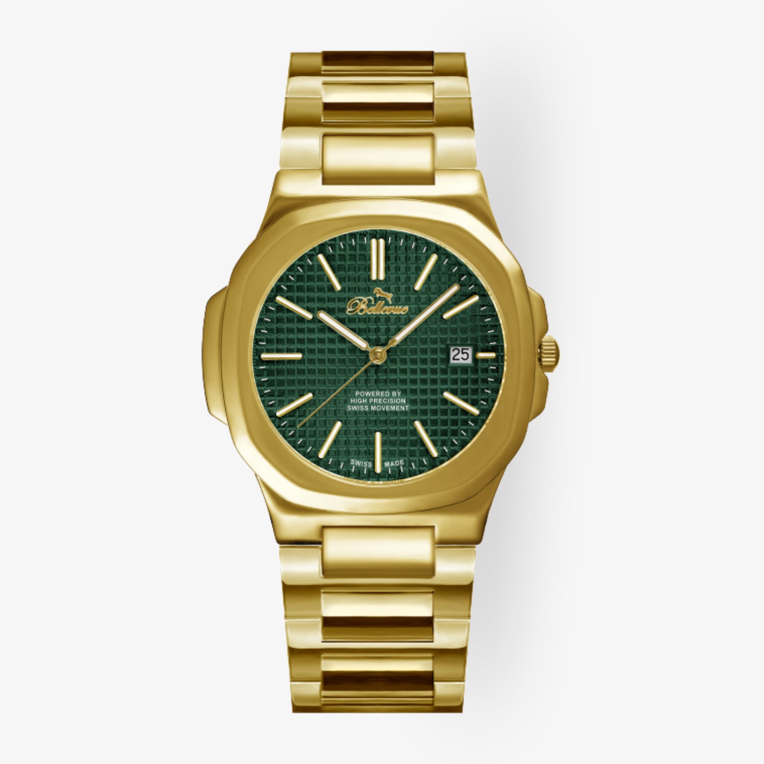 F.428 – sportlich-elegante Kissenform in Gold mit British Racing Green