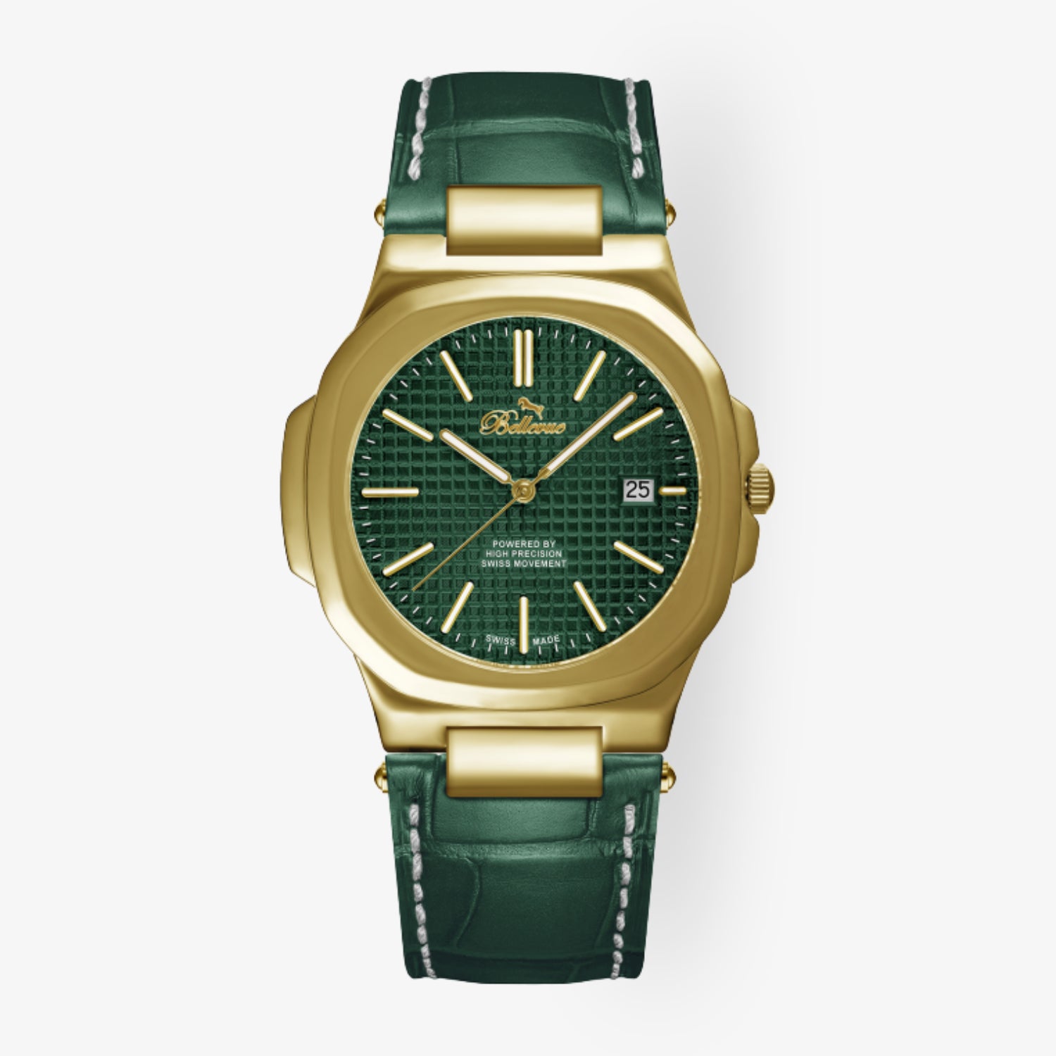 F.434 – stilvolle Kissenform mit Kunstleder-Armband in British Racing Green