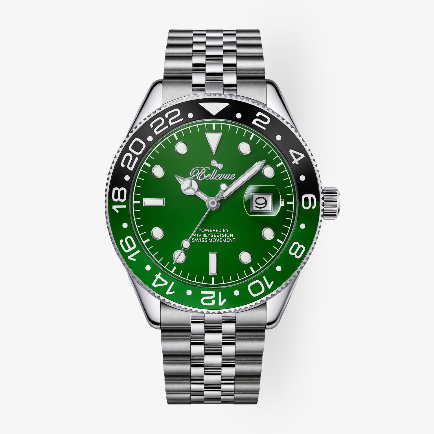 F.446 – klassisch-sportliche Uhr in Irish Green mit 2-farbiger Drehlünette