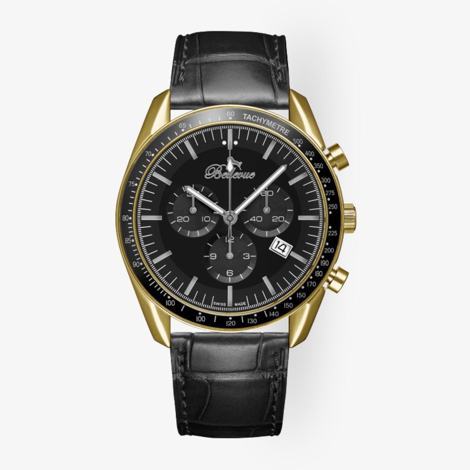 L.413 – sportlich-eleganter Chronograph in IP-Gold und Schwarz