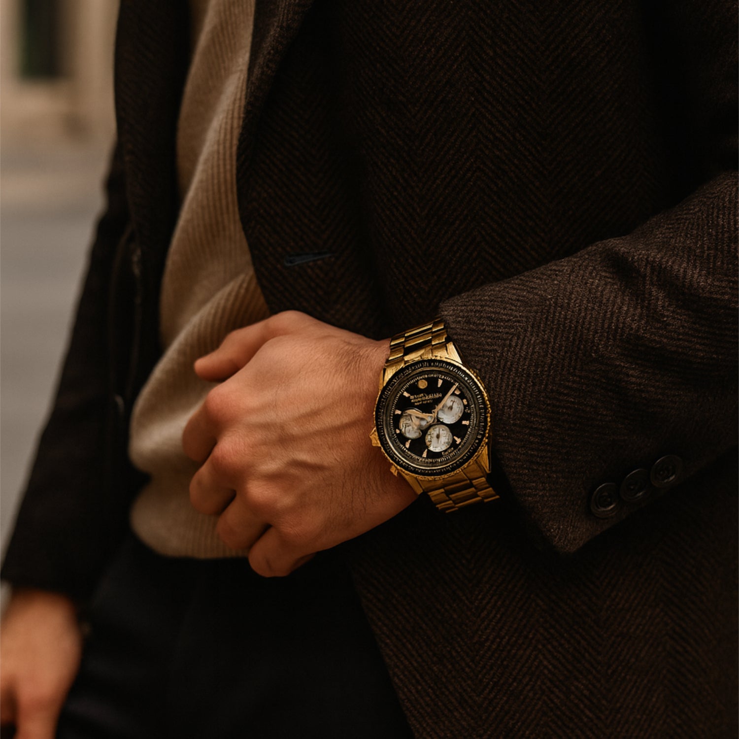 N.404 – stilvoller Chronograph in klassischem Gold