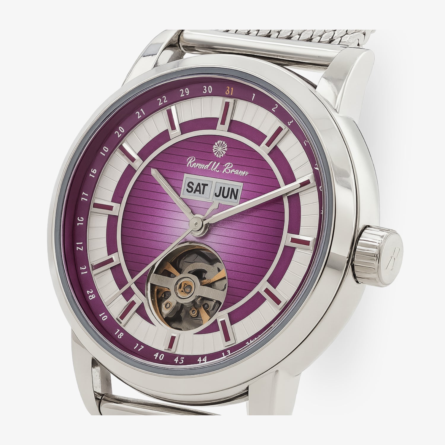 RUB05-0546-SM-fu – montre automatique avec cadran fumé violet