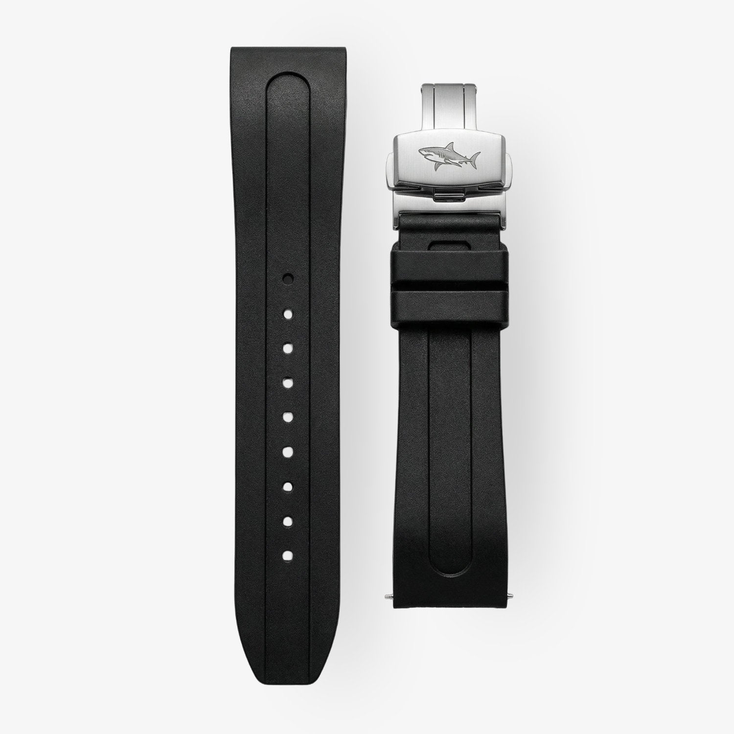 Schwarzes Silikonarmband für Automatikuhr RUB05-0575-SS-ebl «Bullshark» mit robustem Edelstahlverschluss.