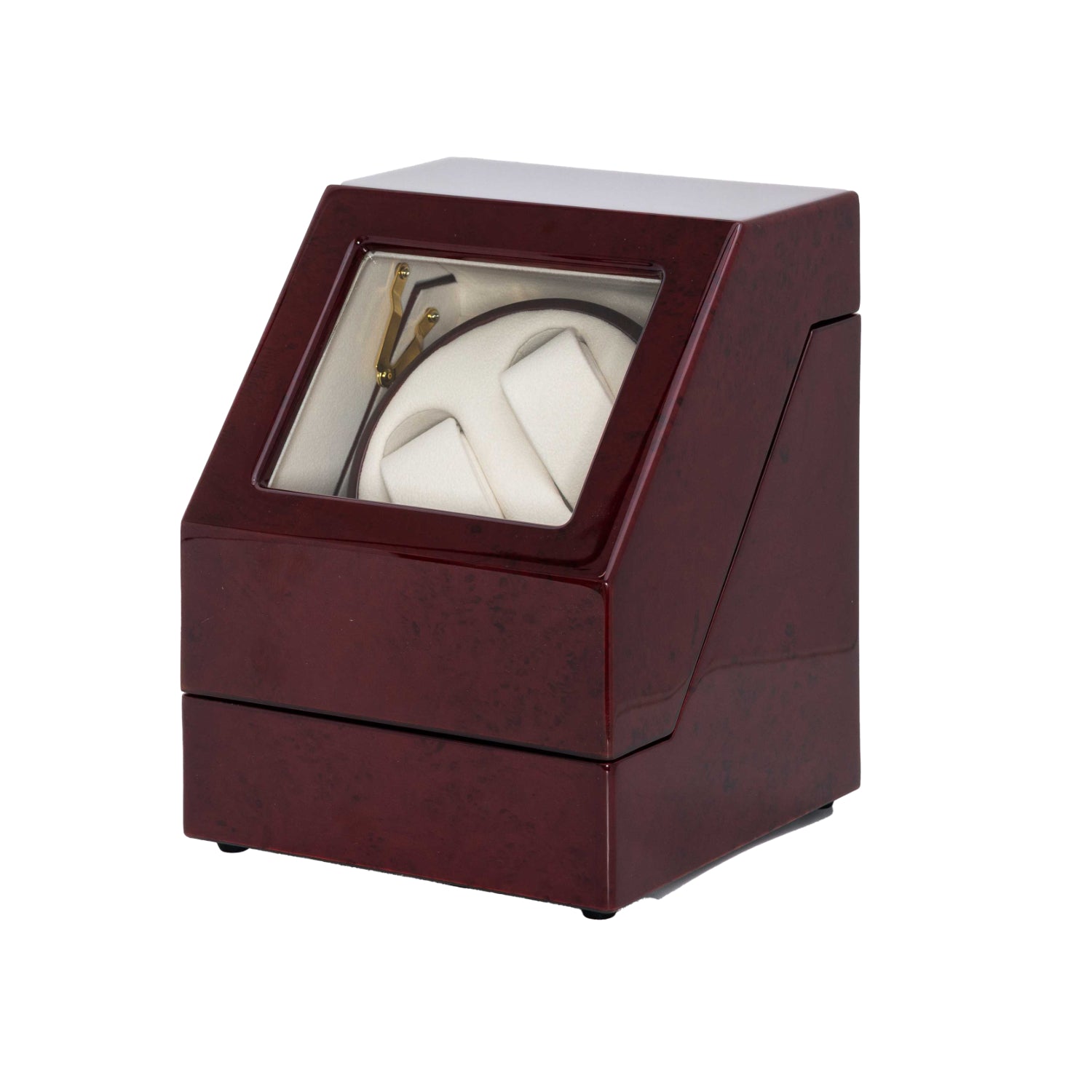 Uhrenbeweger «Penta» – Red Burlwood & Samt Beige