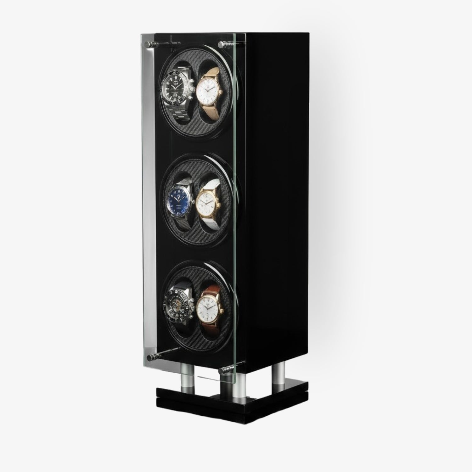 Uhrenbeweger «Tower» – Piano Black & Carbon