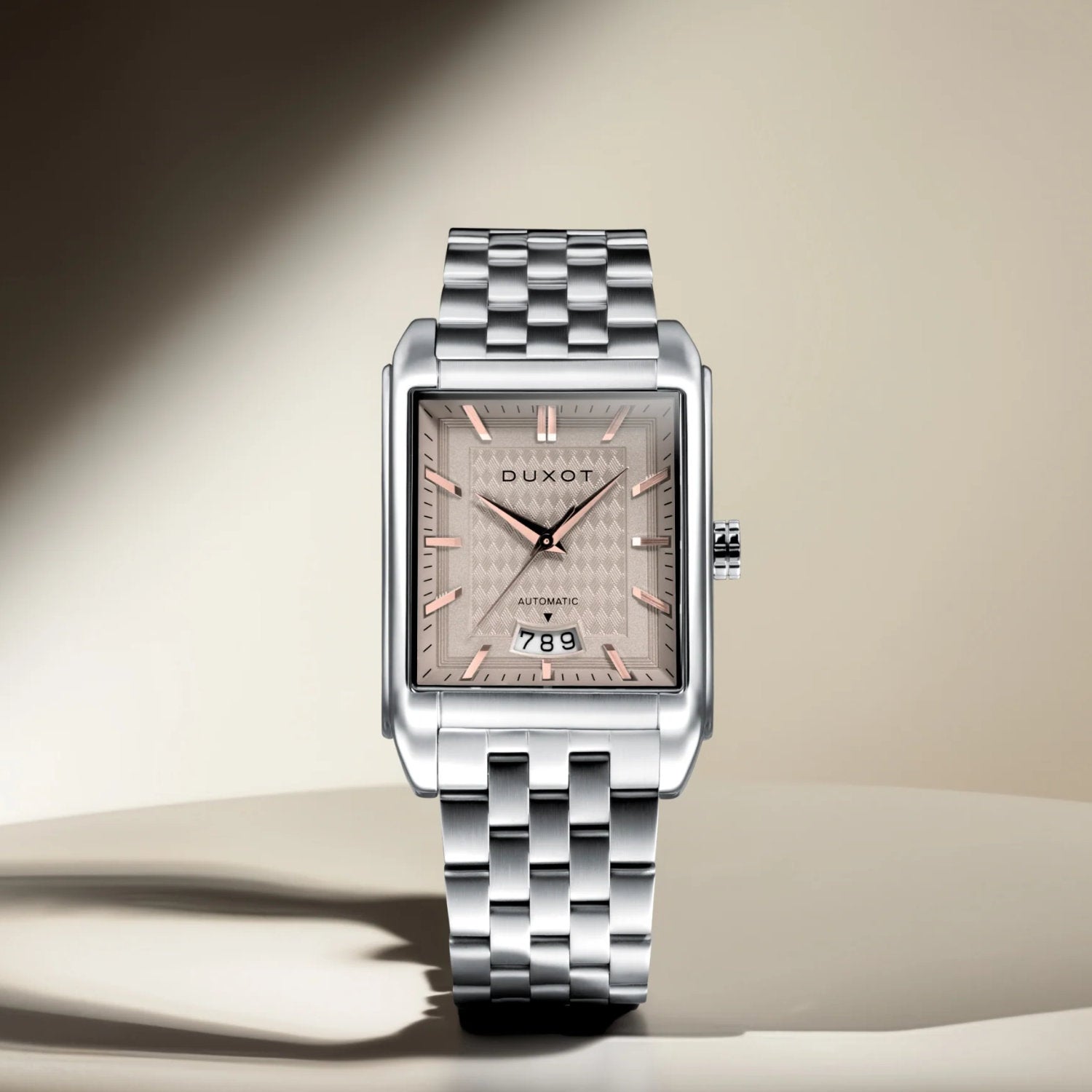 Elegante Automatikuhr LIVORNO Automatic DX-2074-44 im quadratischen Edelstahlgehäuse mit einem stilvollen Zifferblatt.