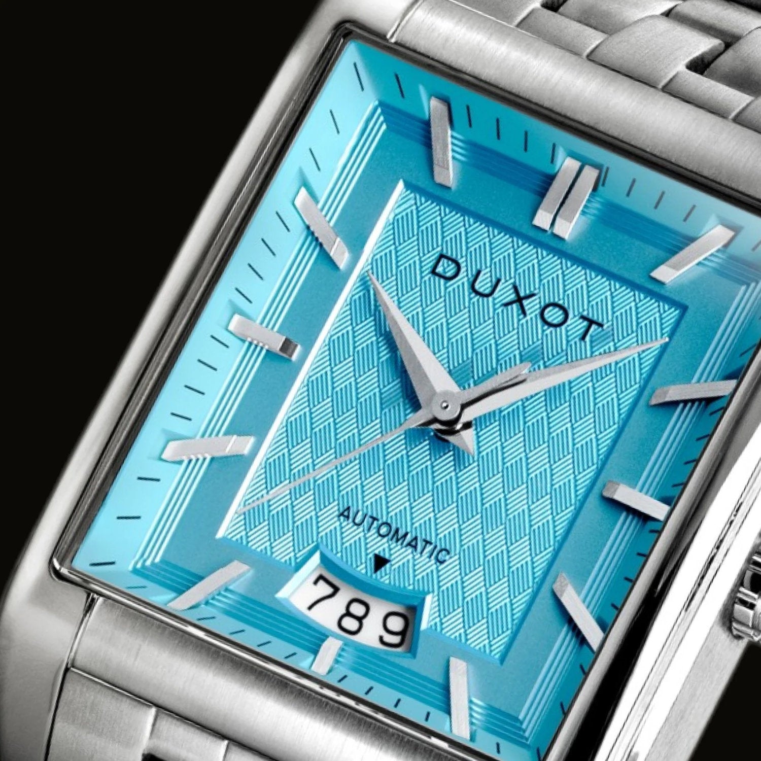 Automatikuhr LIVORNO Automatic DX-2074-55 mit quadratischem Edelstahlgehäuse und blauem Ziffernblatt.