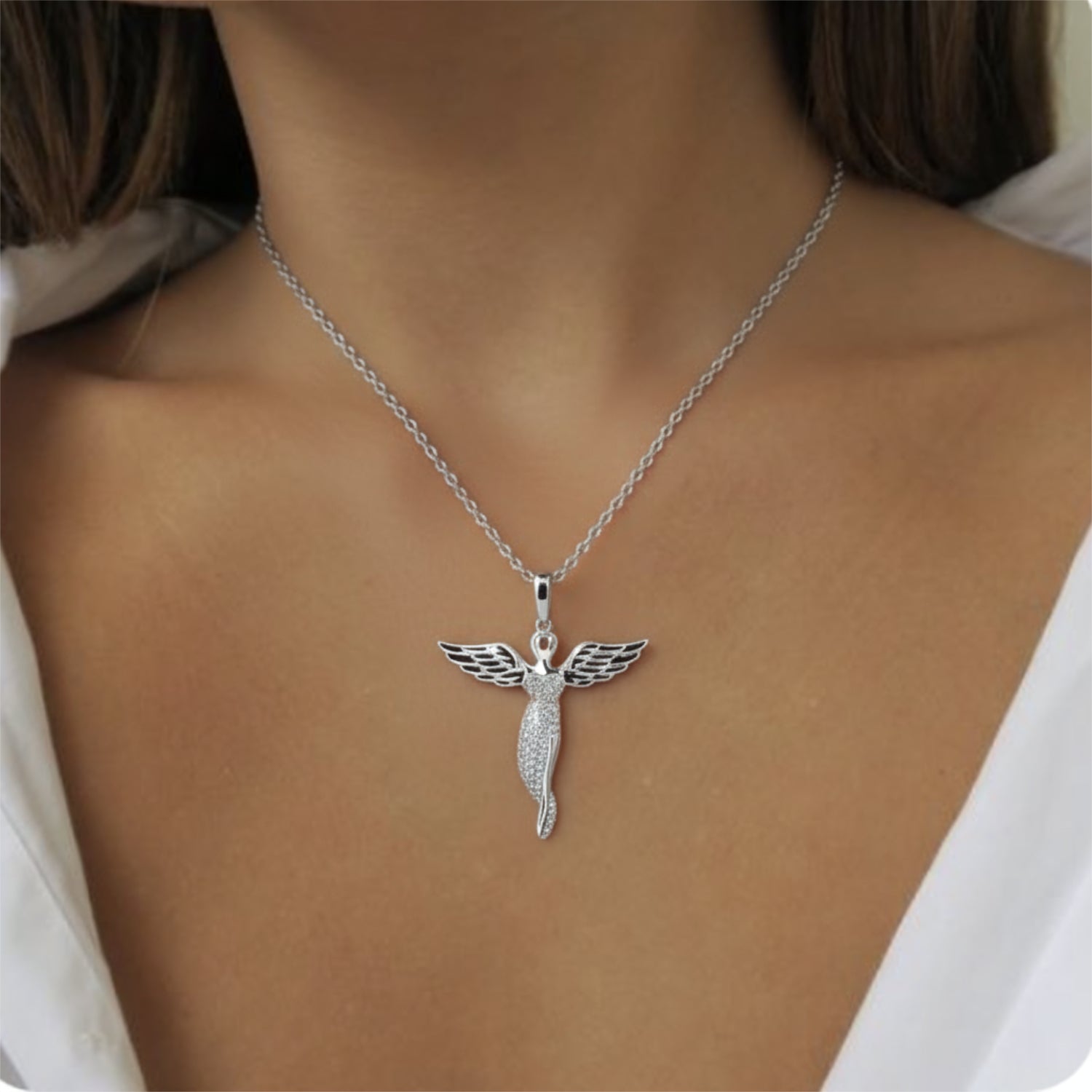 Anhänger Angel of Light – Engel aus 585er Weissgold mit 0,34 ct Brillanten