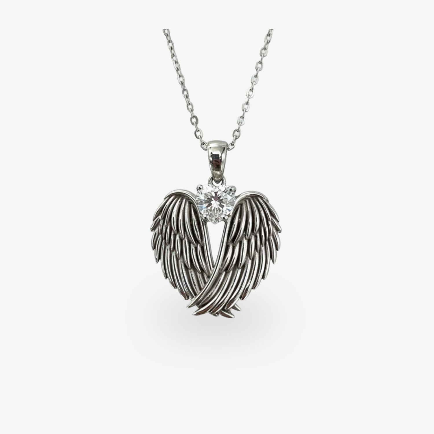 Anhänger Angel Heart Wings – Engelsflügel aus 585er Weissgold mit 0,25 ct Diamant in Herzform