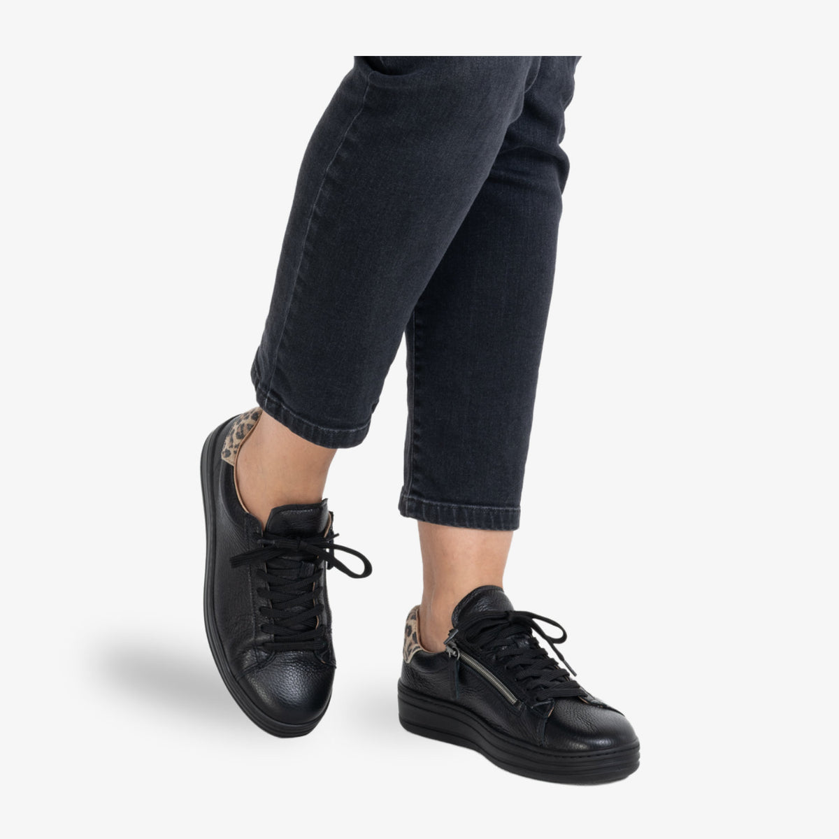 VITAFORM Sneaker Hirschleder Rigi in Schwarz-Leo – Ansicht 7