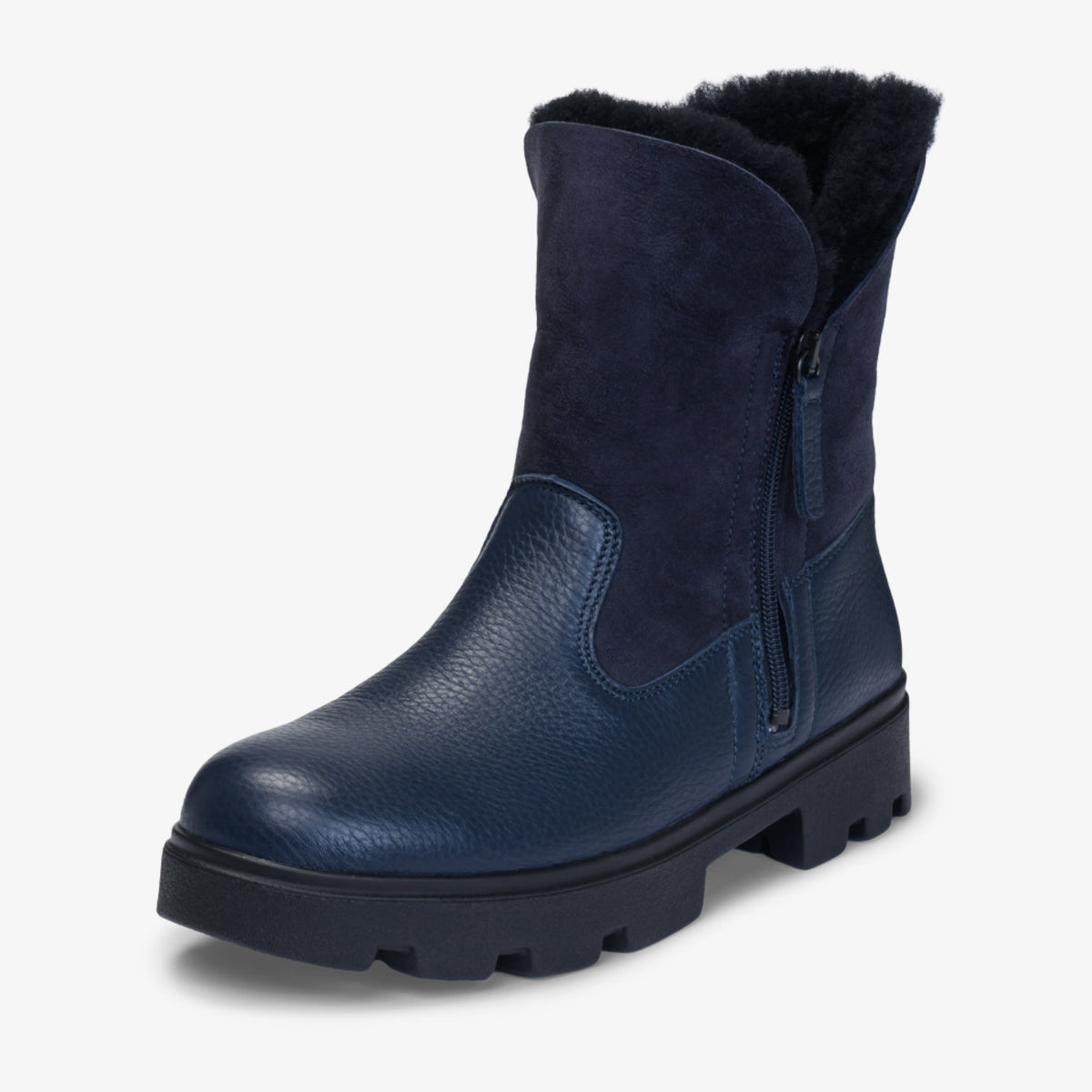 VITAFORM Stiefelette Hirschleder mit Lammfellfutter Davos in Marine – Produktbild