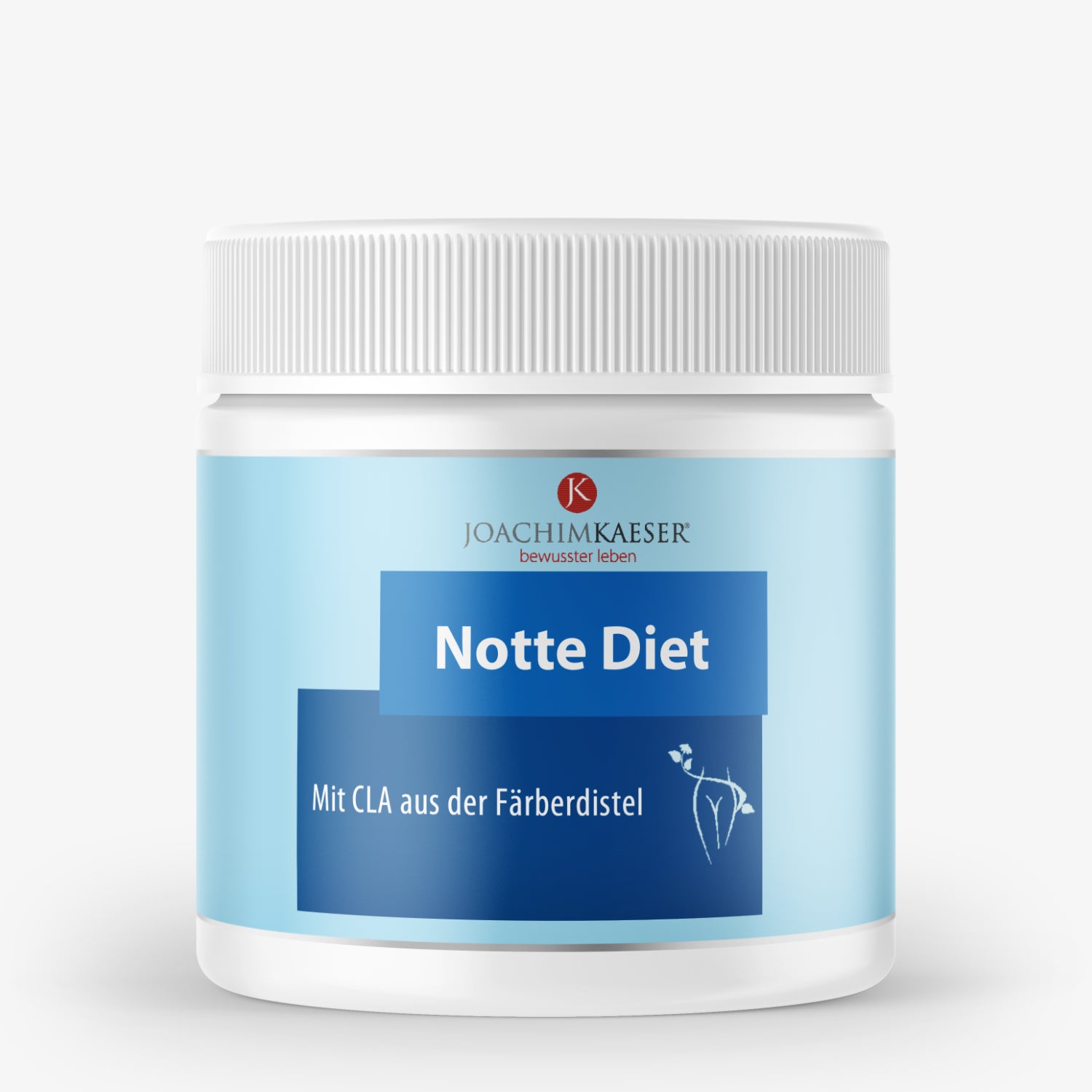 Dose mit Etikett "Notte Diet", enthält CLA aus der Färberdistel, von JOACHIM KAESER.