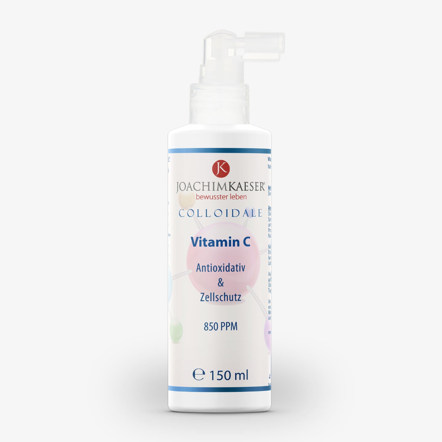 Flasche mit Joachim Kaeser Vitamin C Spray, antioxidativ und Zellschutz, 150 ml.