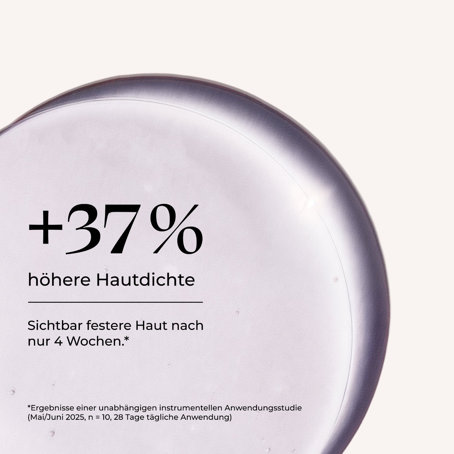 +37% höhere Hautdichte für sichtbar festere Haut nach nur 4 Wochen – Ergebnis einer unabhängigen Studie.
