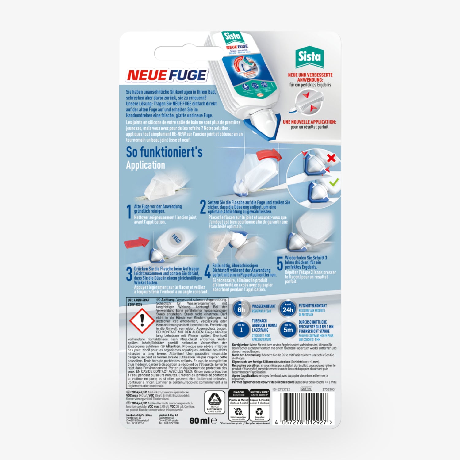 Sista «Neue Fuge» Silikon – einfache Fugenerneuerung ohne Werkzeug