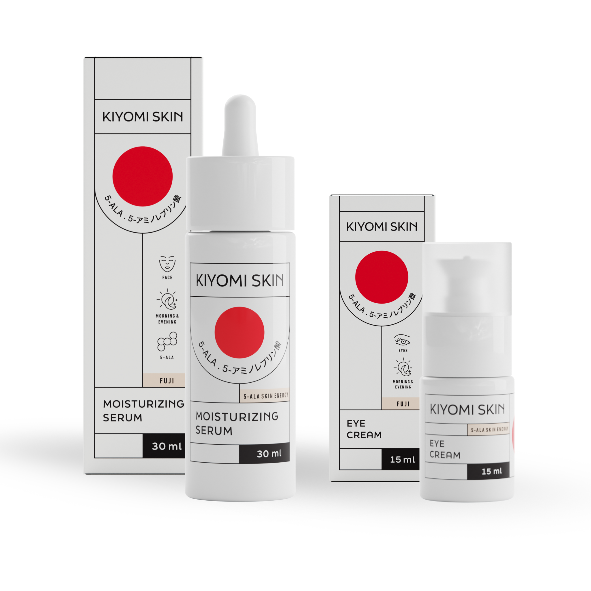 KIYOMI SKIN Feuchtigkeitsserum & Augencreme Set, 2-teiliges Set für optimale Hautpflege.