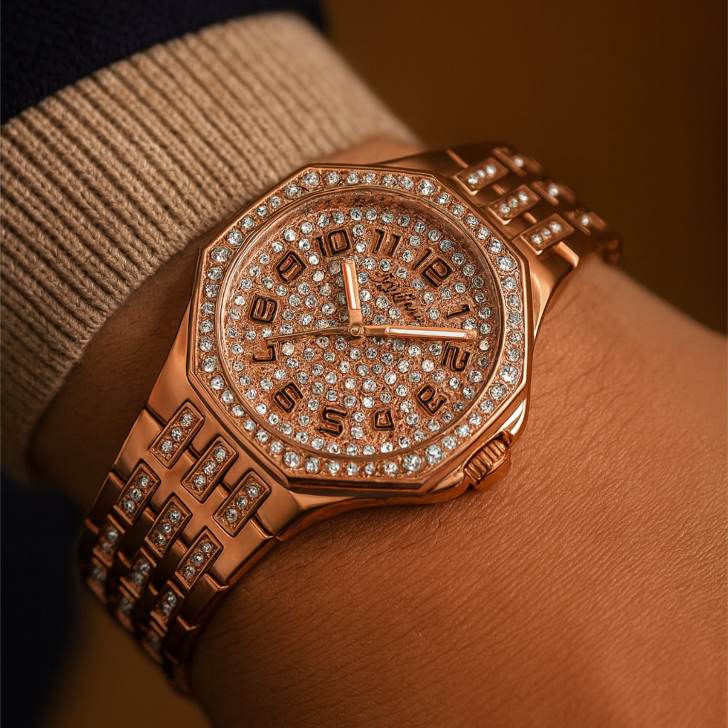F.412 – Montre femme luxueuse avec une lunette octogonale saisissante