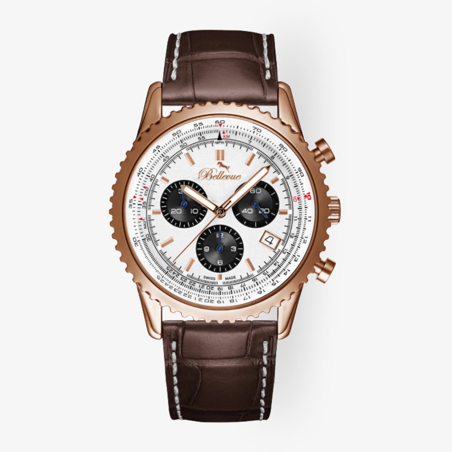 L.409 – Chronograph in IP-Roségold und Silberweiss