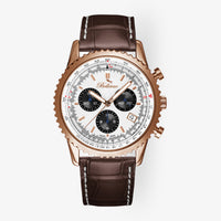 L.409 – Chronographe en or rose IP et blanc argenté