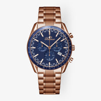 N.401 – Chronographe sportif et élégant en or rose et bleu marine