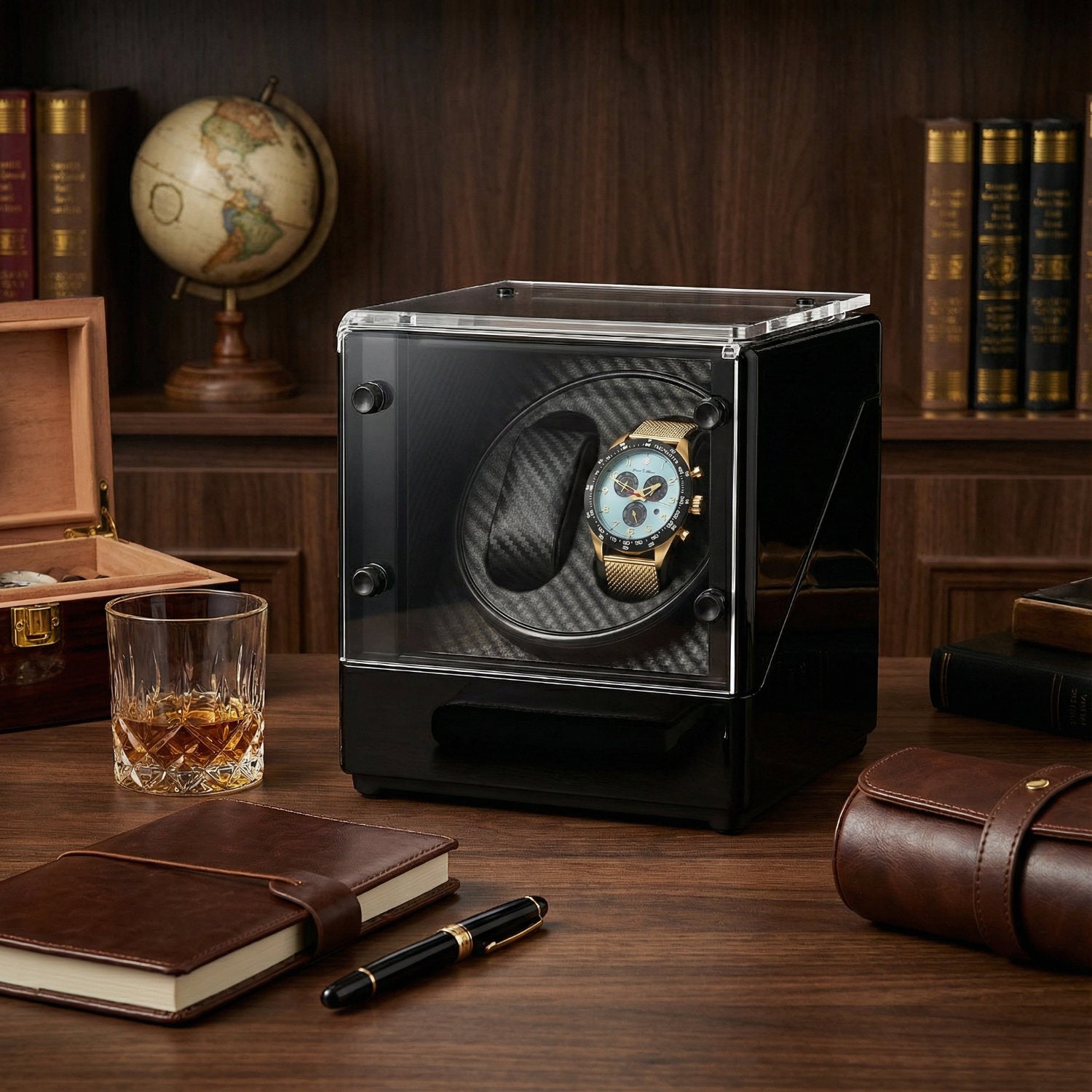 SET RUB05-0564-GM-tif-s / Vis 1-2 montres laquées piano carbone