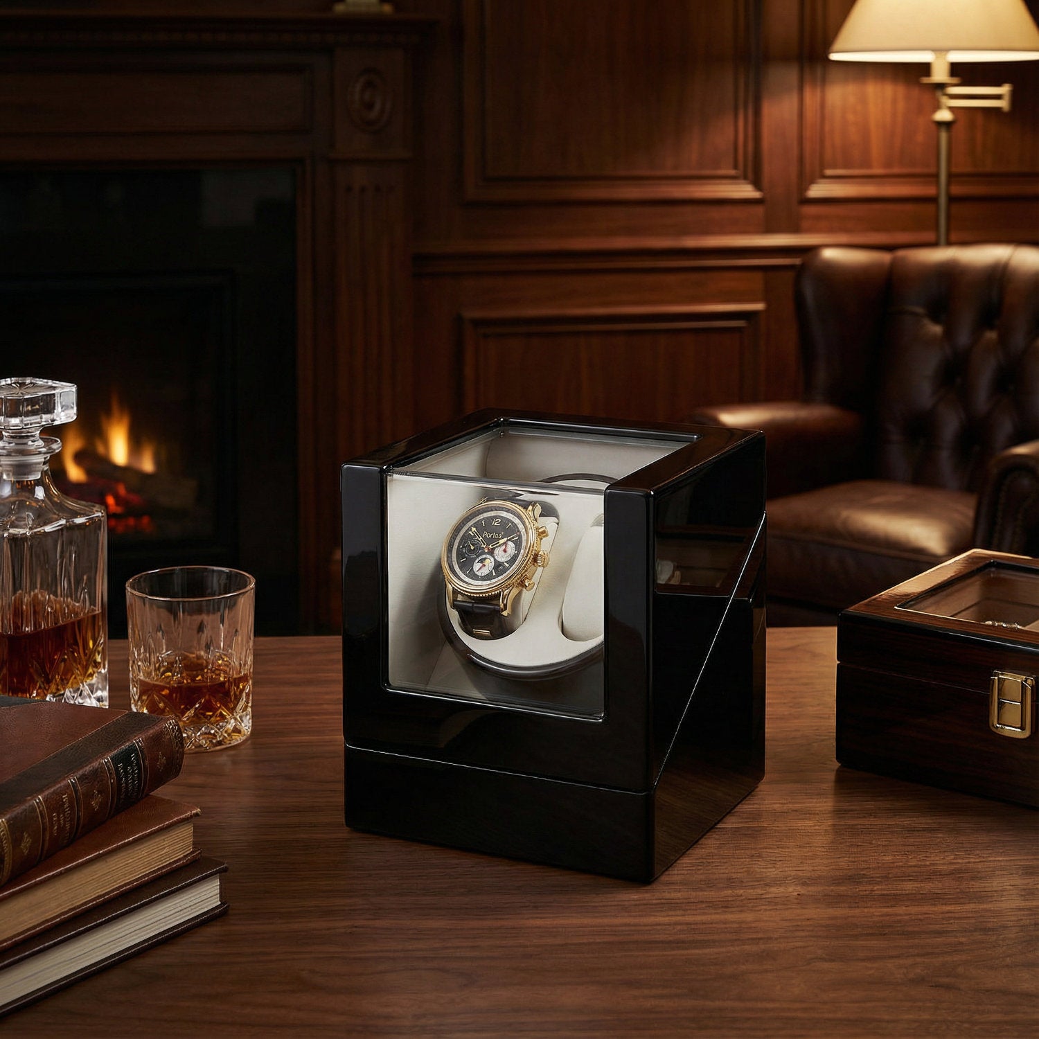 Set PS20I-TY2869-GL-s «Zittau» inkl. Uhrenbeweger «Kubus» Klavierlack