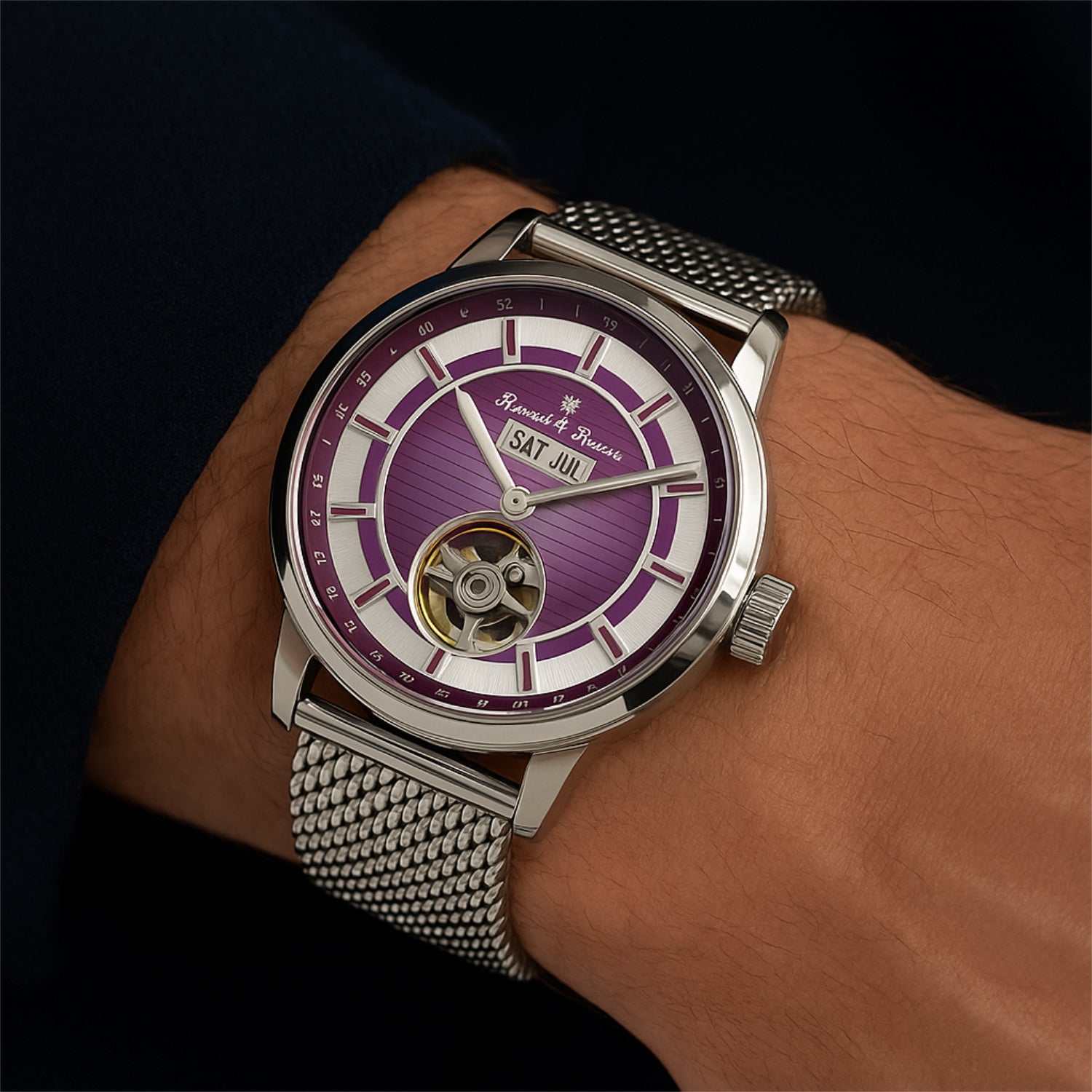 RUB05-0546-SM-fu – montre automatique avec cadran fumé violet