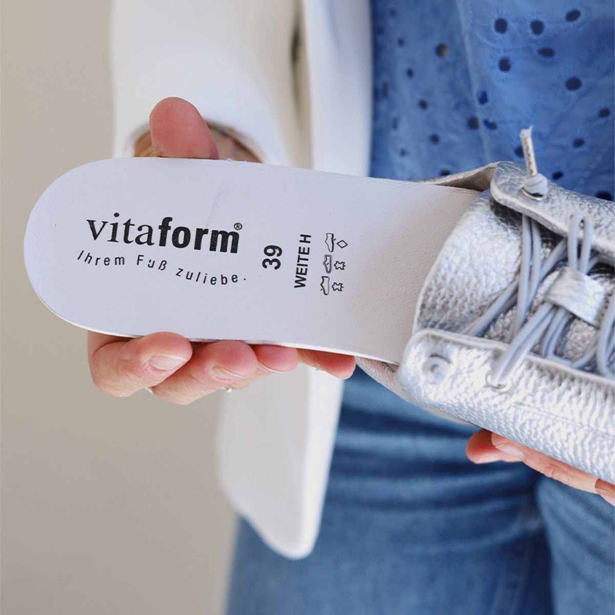 VITAFORM Sneaker Hirschleder Corvatsch in Silber – Ansicht 7