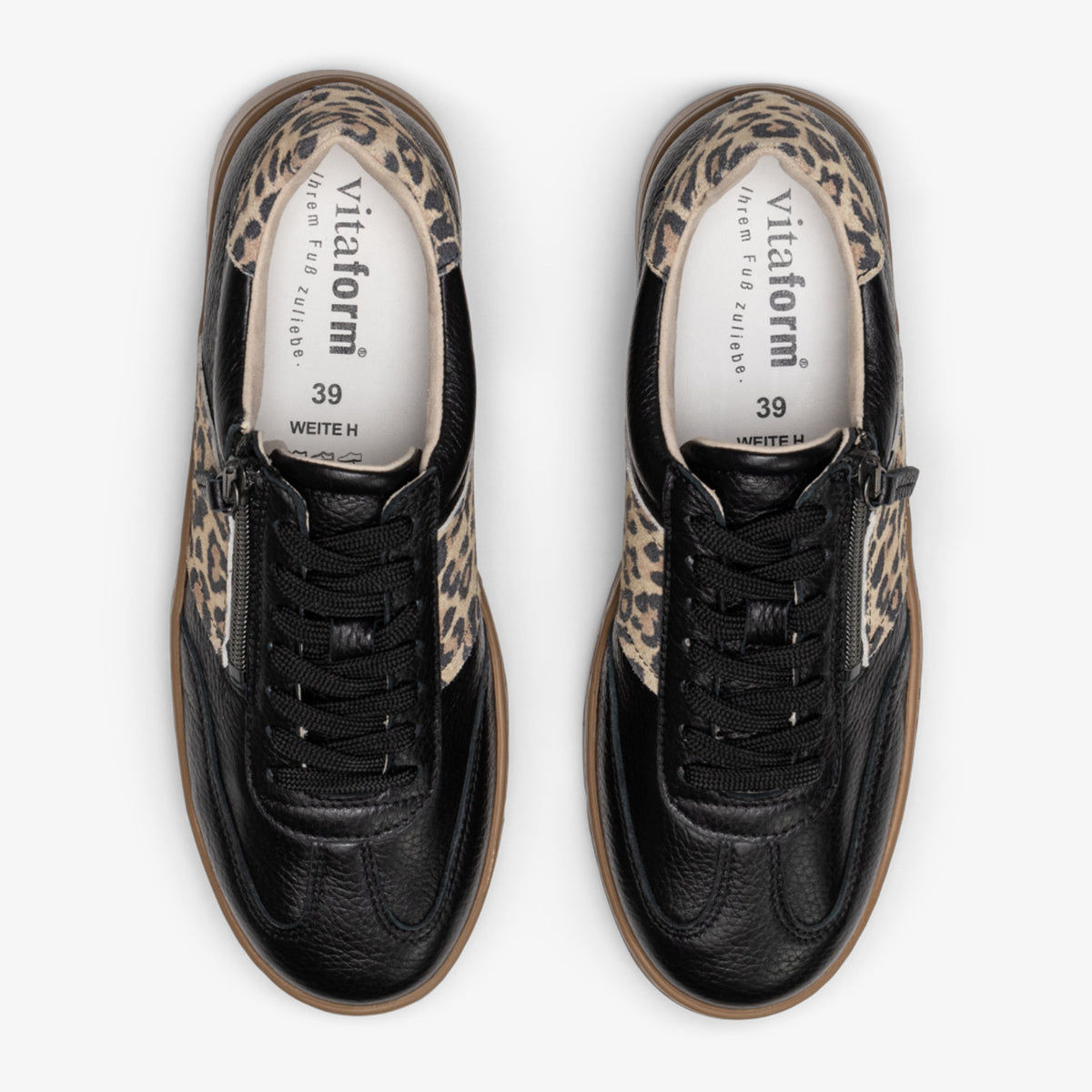 VITAFORM Sneaker Hirschleder Moléson in Schwarz-Leo – Ansicht 4