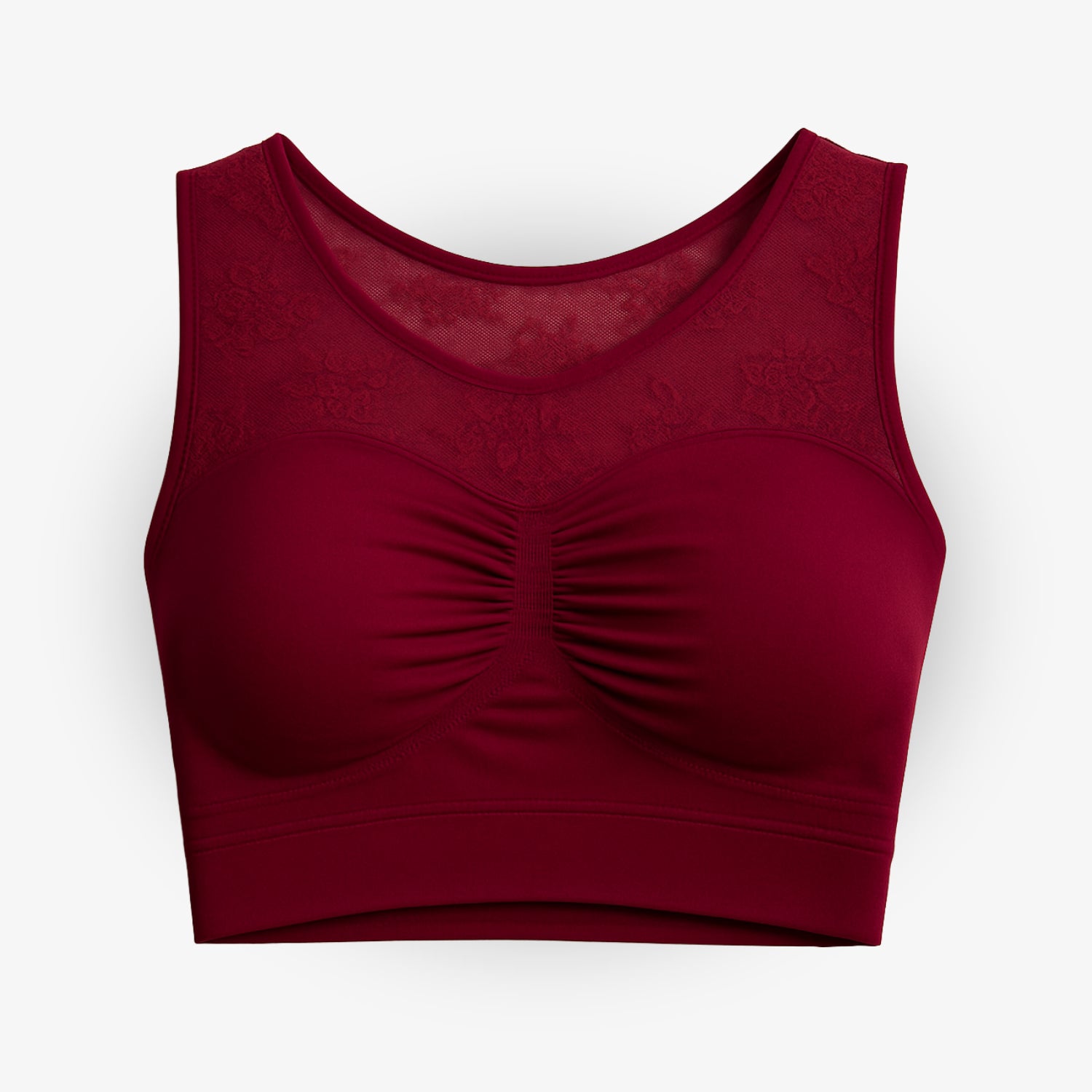 Shapewear Komfort Soft-BH mit Spitzen-Décolleté – 2er Set Weinrot und Silber