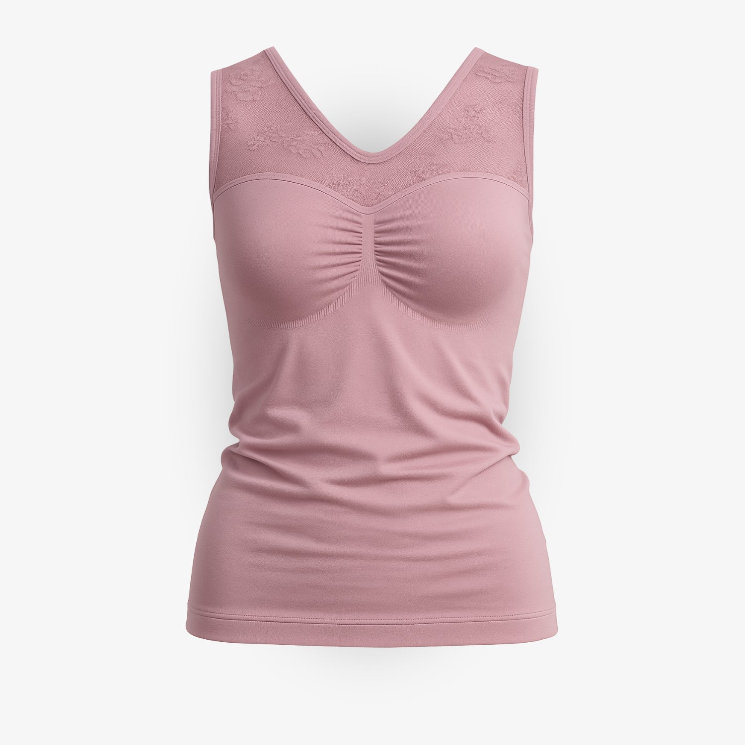 LUXUS Shapewear Komfort Top mit Spitzenträgern – 2er Set Mauve und Weinrot