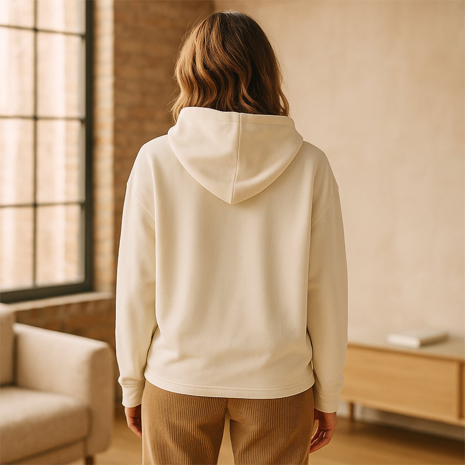 Loungewear Kapuzenpullover in Creme – lässiger Hoodie in nachhaltiger Qualität