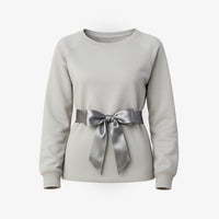 Loungewear Pullover mit Satinband – Sweatshirt in Salbei