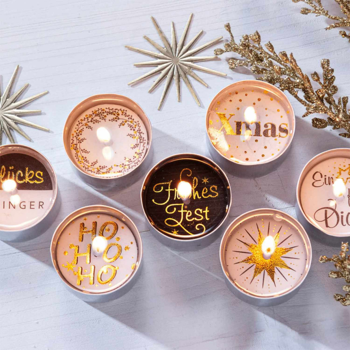 Calendario dell'Avvento con candeline "Luce fortunata" con 24 lumini portatori di messaggi