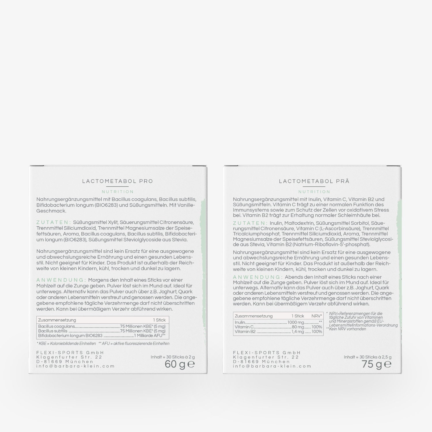 LACTOMETABOL PRO & PRÄ – 2 x 30 Sticks