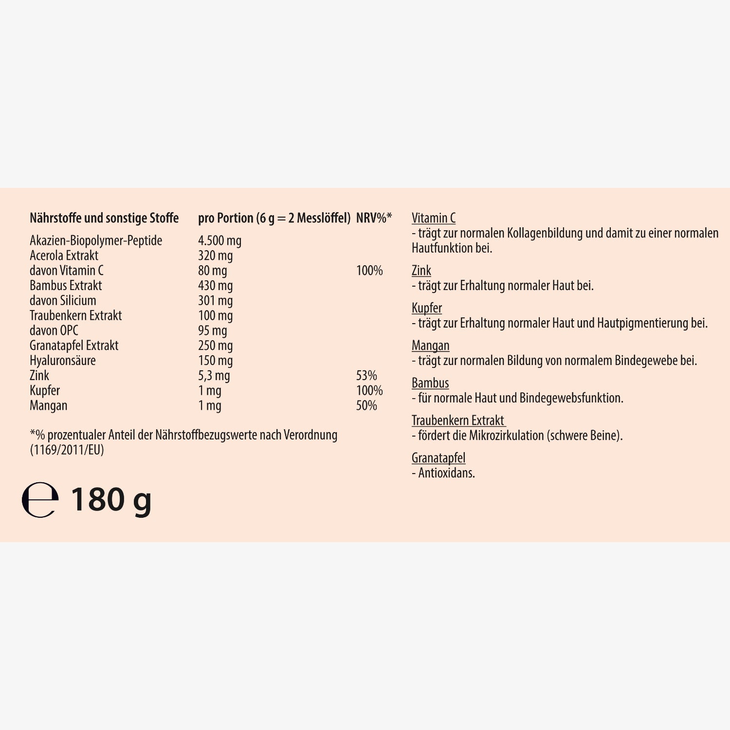 Collagen Formel mit Akazienpeptiden – 180 g
