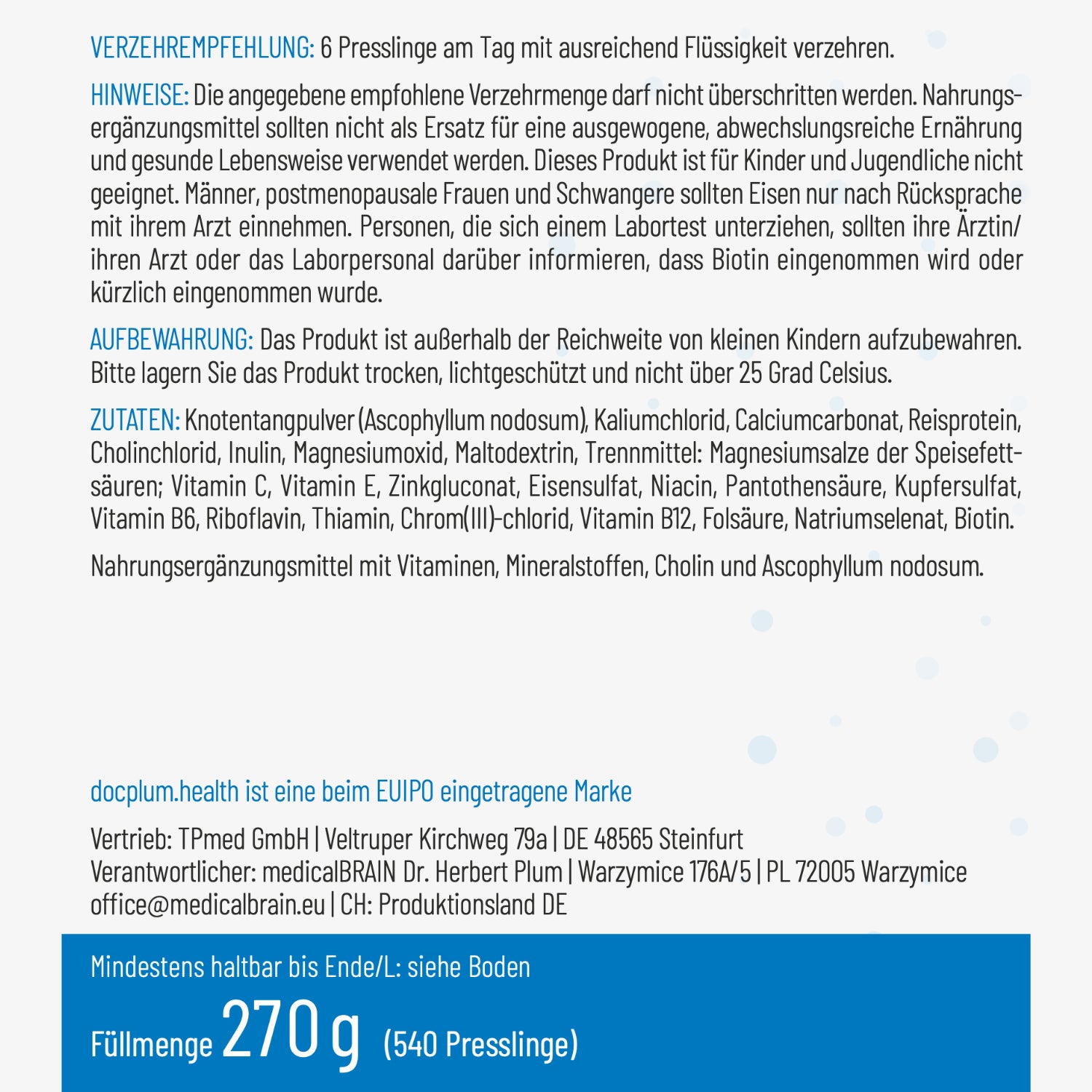 ALGEN VITAL PRESSLINGE – 540 Stück