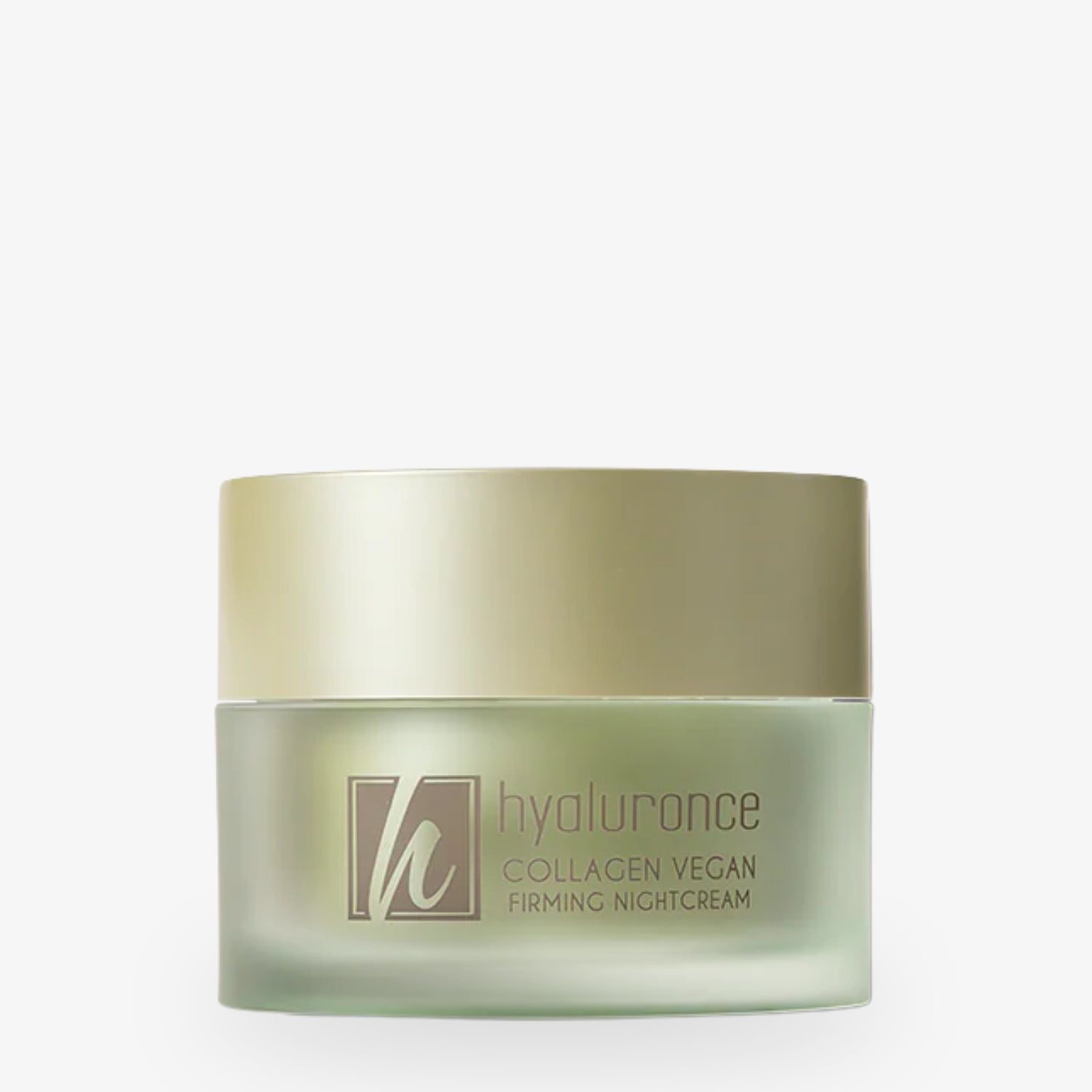 Collagen Vegan Firming Nachtcreme 50 ml im Glasbehälter mit goldenen Akzenten für intensive Hautpflege in der Nacht.