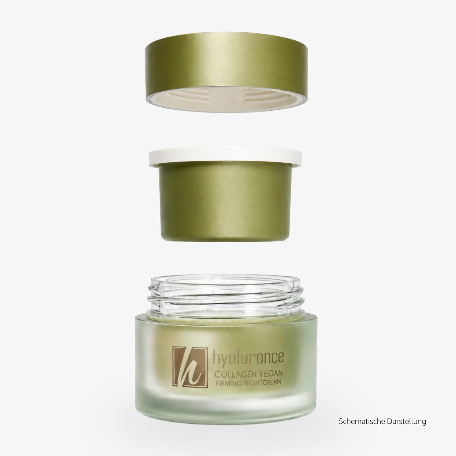 Nachtcreme hyaluronce Refill Collagen Vegan Nachtcreme Verpackung mit nachfüllbarer Lösung.