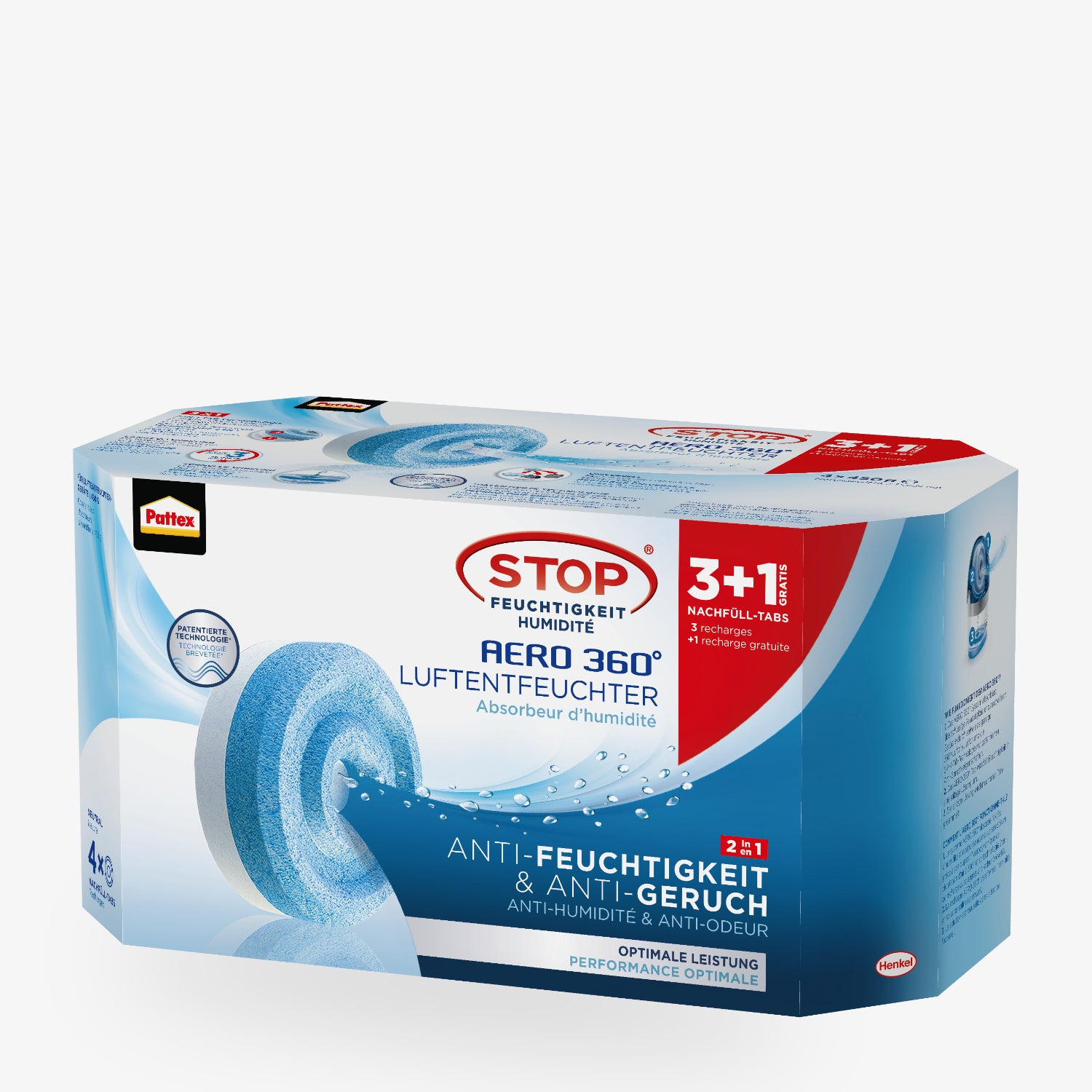 AERO 360° 3+1 Nachfüll-Tabs für Luftentfeuchter – 4 x 450 g