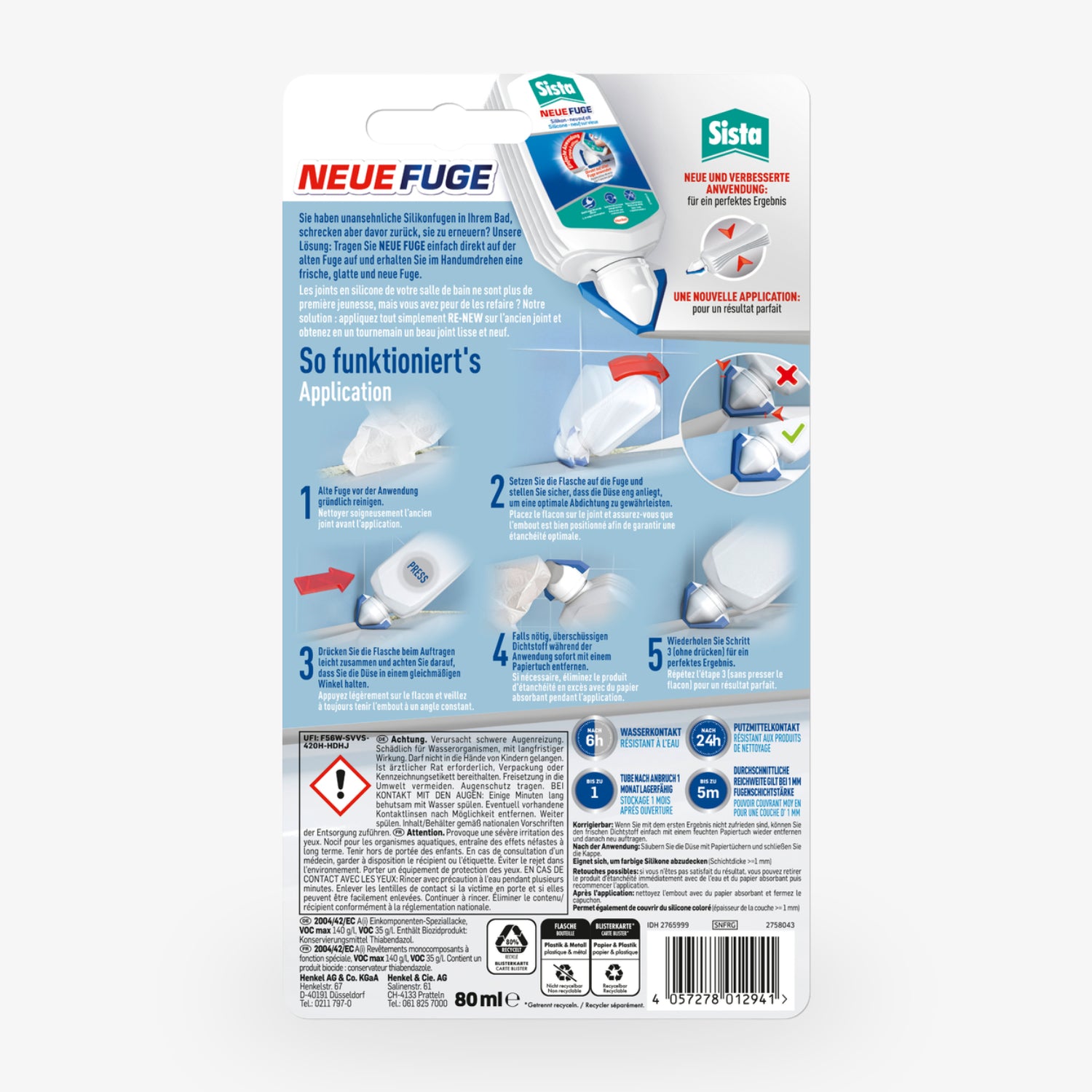 Sista «Neue Fuge» Silikon – einfache Fugenerneuerung ohne Werkzeug