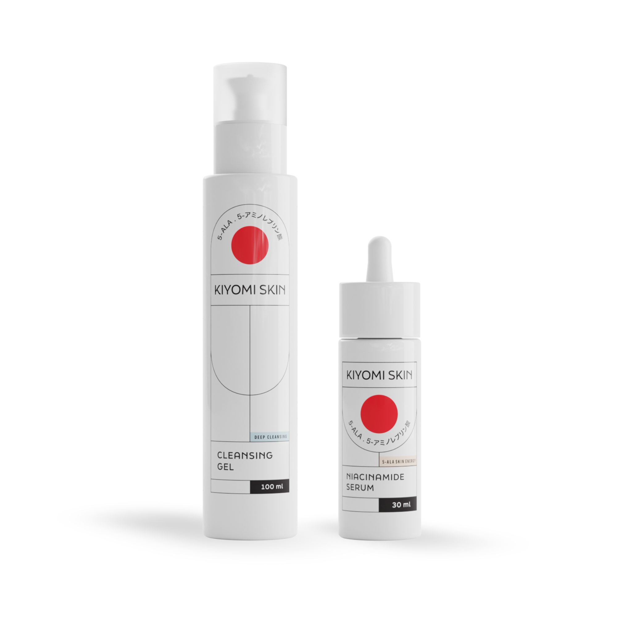 KIYOMI SKIN Glass Skin Starter Duo mit Cleansing Gel und Niacinamide Serum für strahlende Haut.