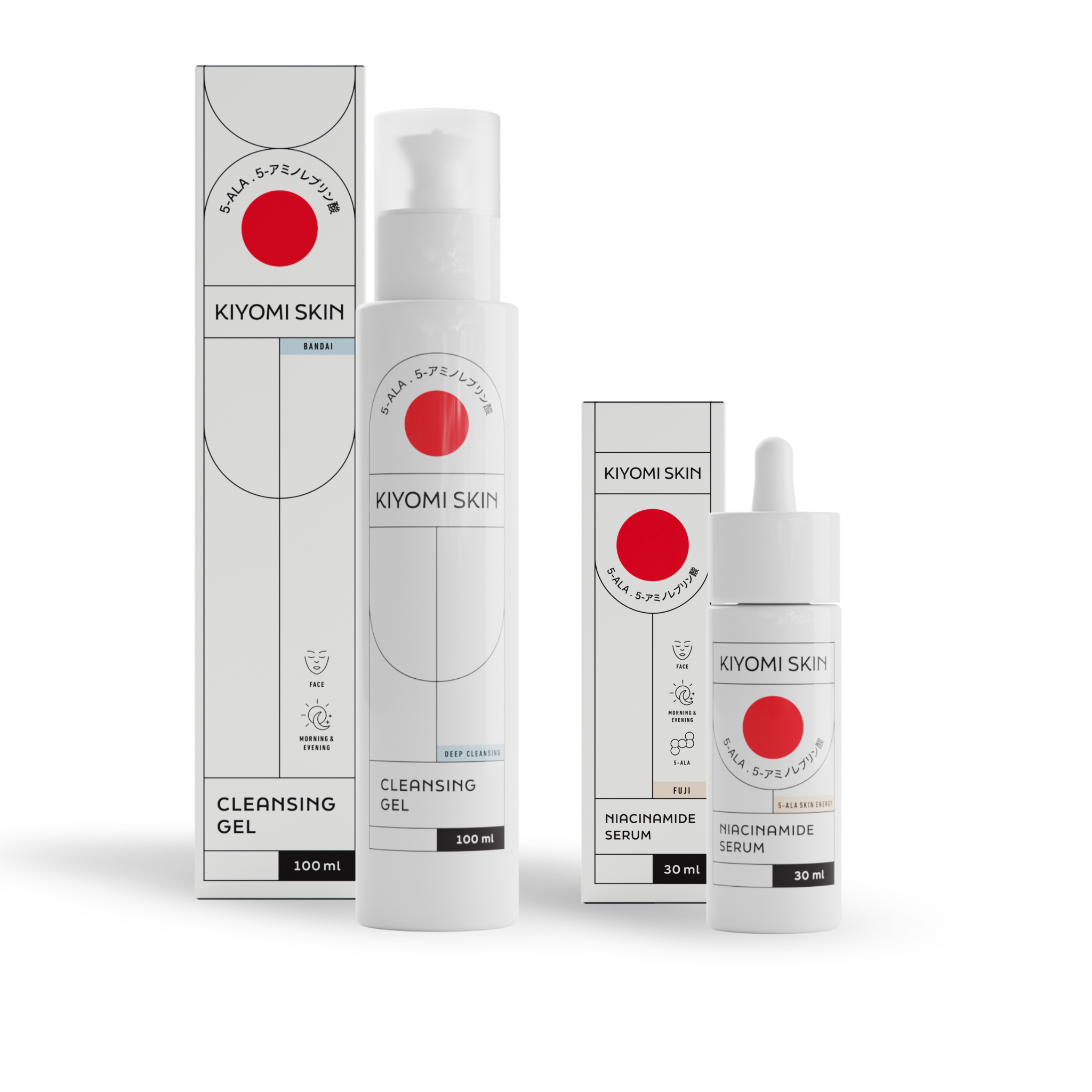 KIYOMI SKIN Glass Skin Starter Duo Pflegeset mit Cleansing Gel und Niacinamide Serum.