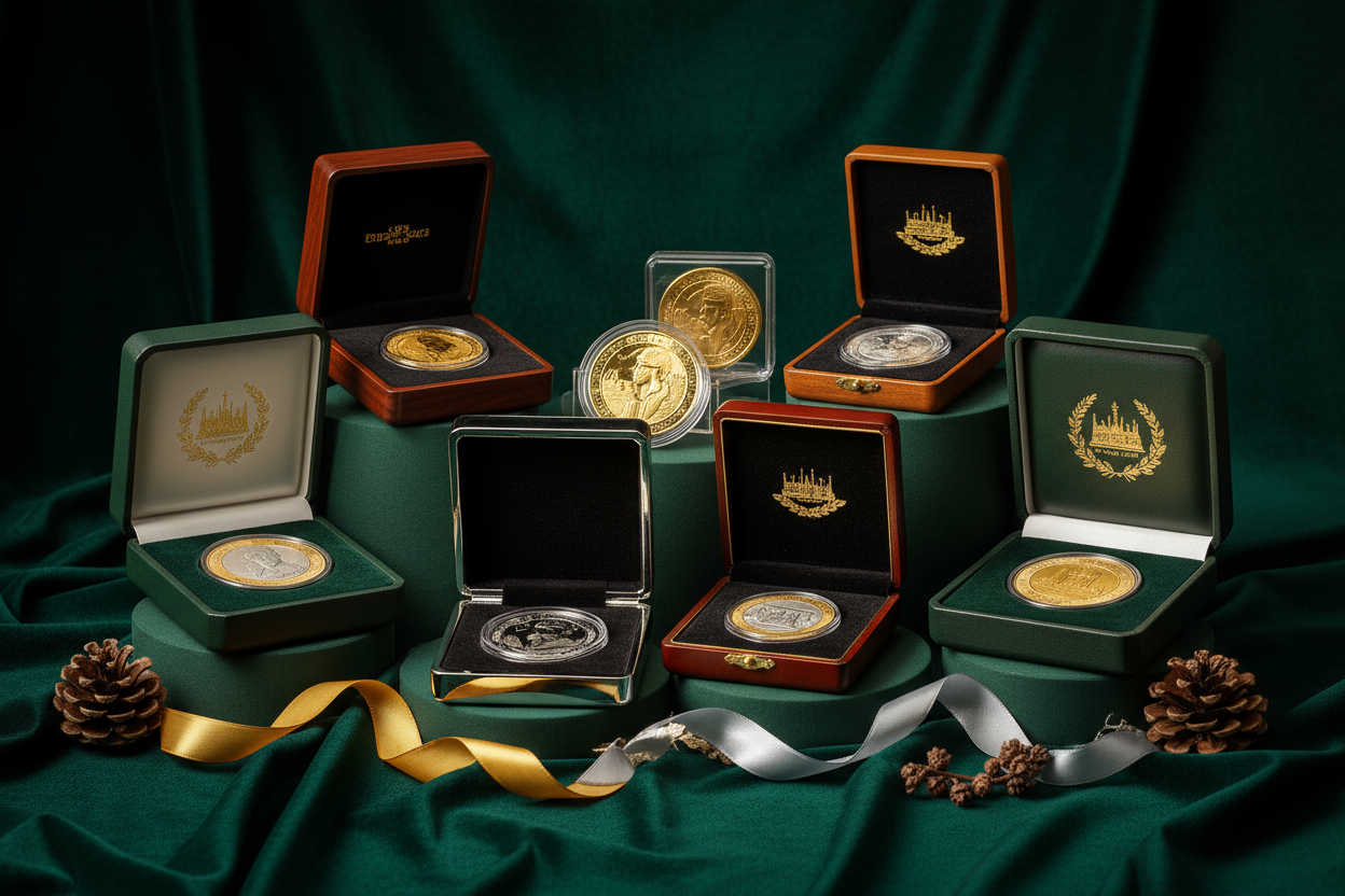 münzen geschenk grüner hintegrund