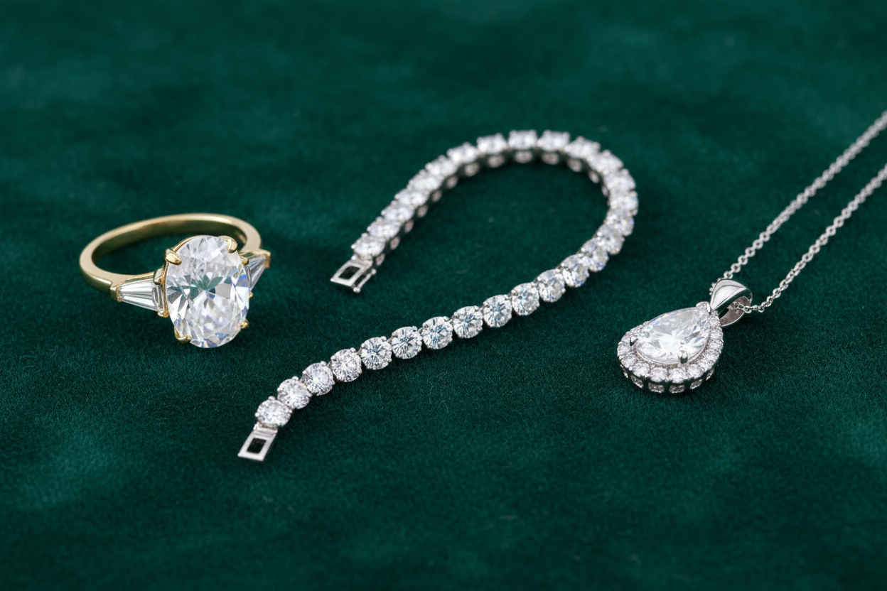 nicht schlecht aber eher klasischere schmuckstücke mit weißen stein und ohne perlen